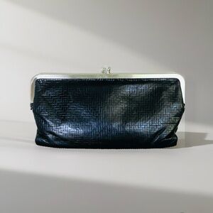 HOBO International Lauren Black Embossed Leather Clutch Wallet